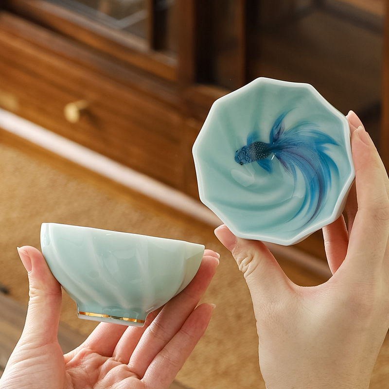 Celadon Ceramic Cup - Creatieve Longquan Celadon Speciaal gevormde Meesterkop